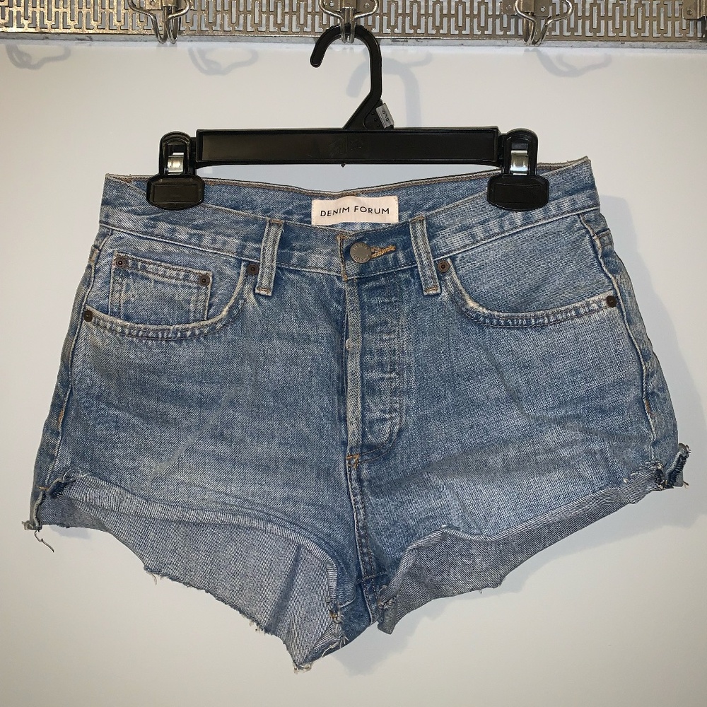 Denim Forum Light Blue High-Rise Denim Shorts